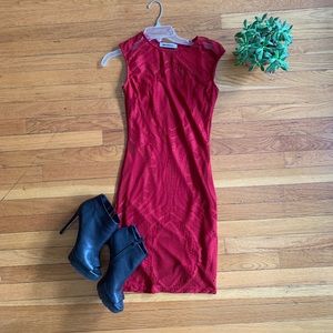 Red, crochet cocktail dress by “Mystic”